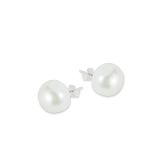 Silver and pearls stud earrings by Mounir